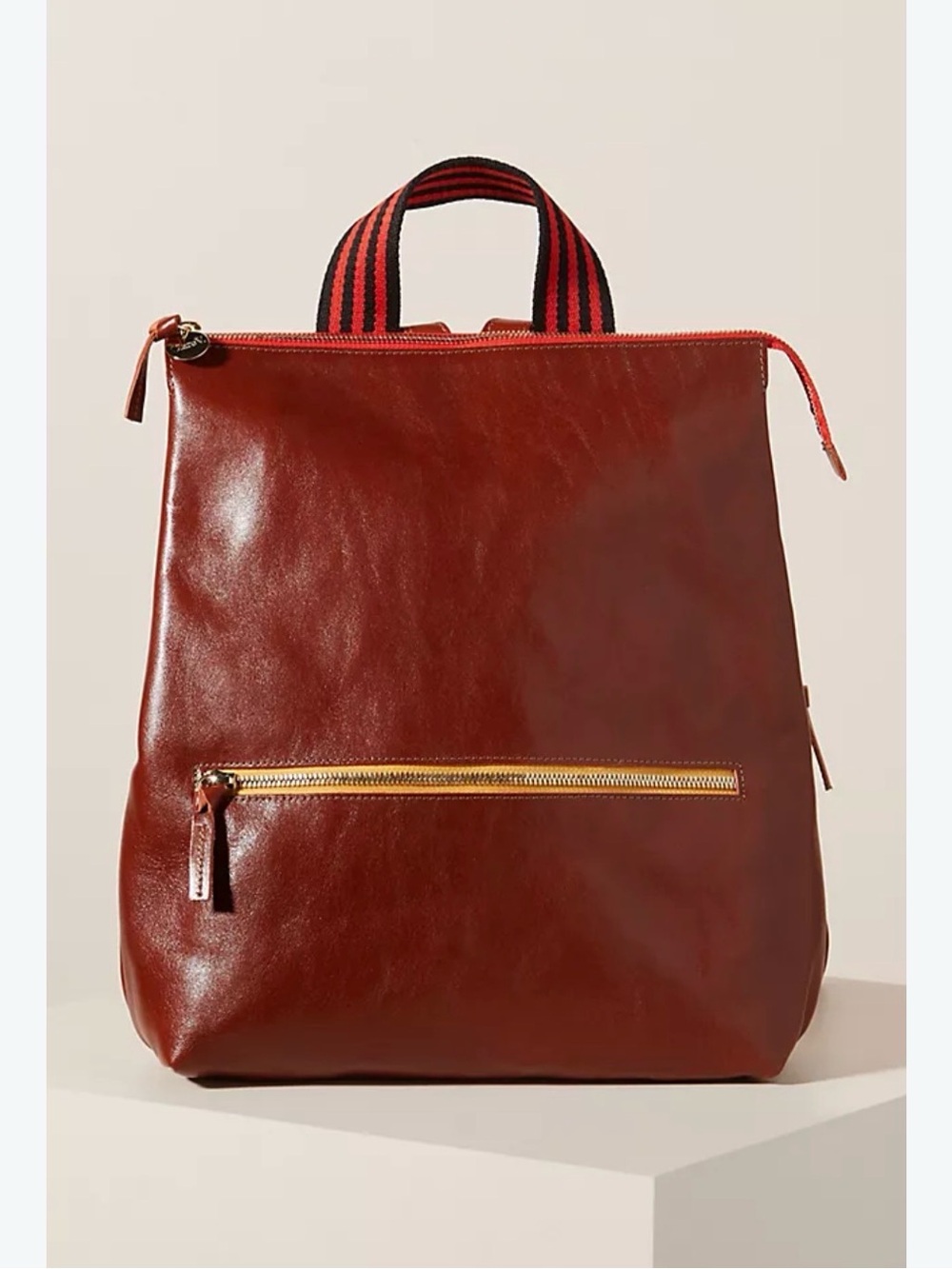 Clare V Remi Backpack Miel Rustique Brown Leather Top Handle